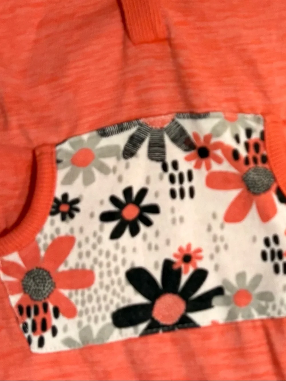 Coral Floral Hooded One-Piece Romper for Babies . Size 9 months